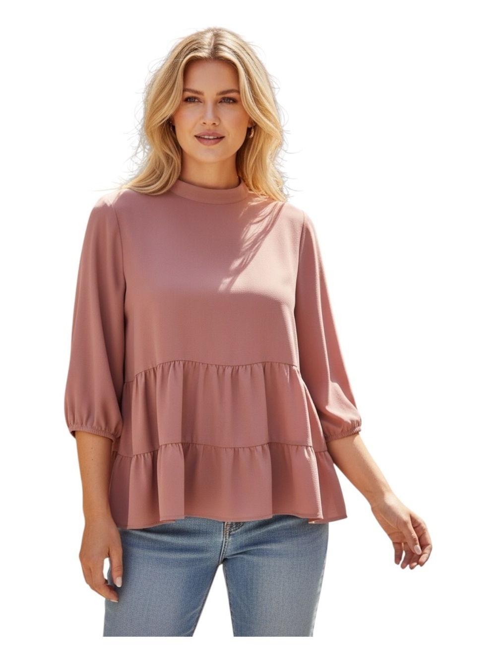 Cato Plus Size 18/20 Dusty Rose Tiered Peplum Tunic